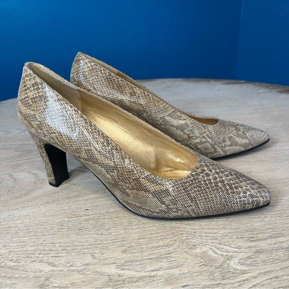 Vintage Stuart Weitzman Snakeskin Leather Pump Heels Women’s 10 (modern 9.5) - Picture 1 of 13